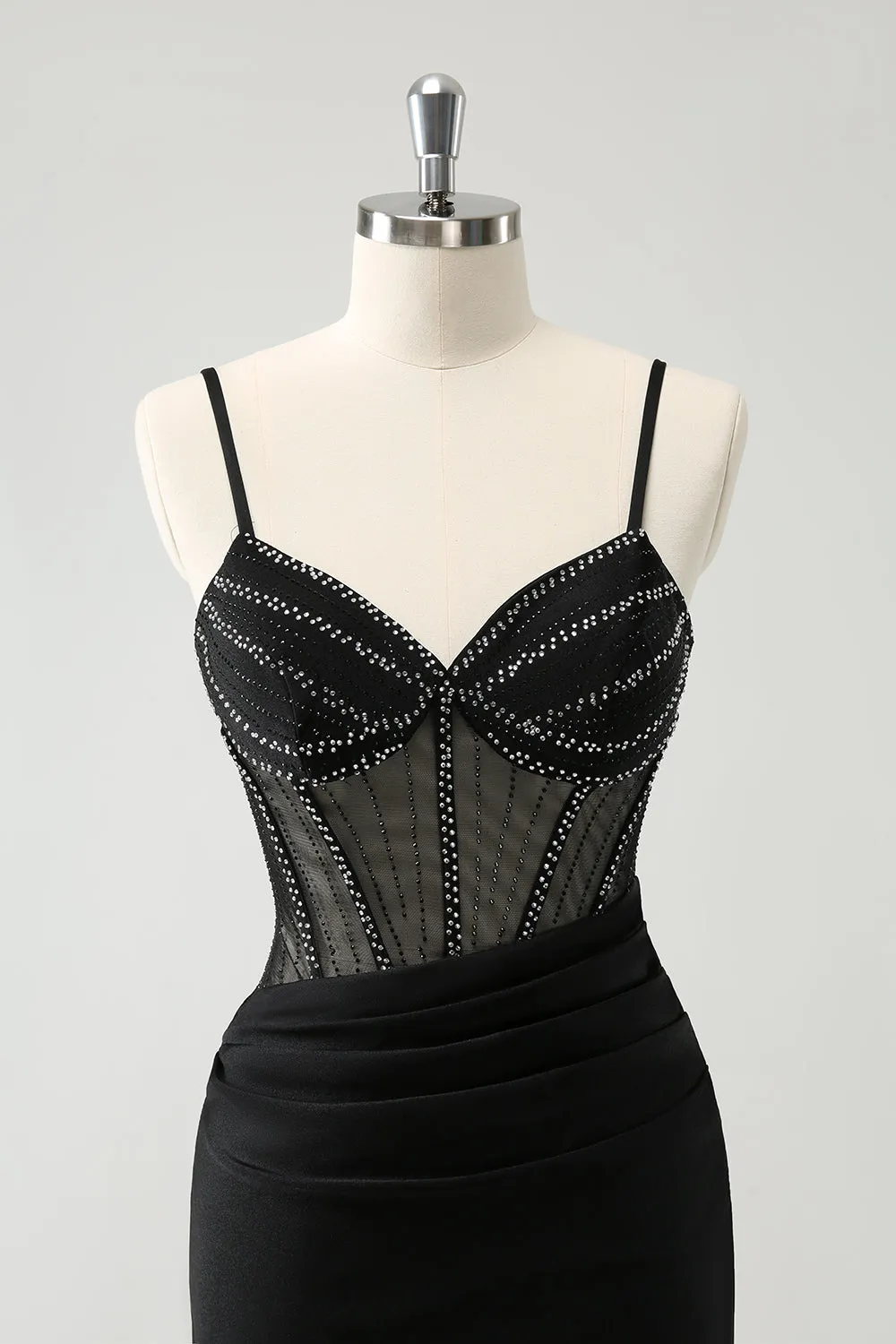 Glitter Black Tight Short Spaghetti Straps Corset Homecoming Dresses Sexy Party Dress