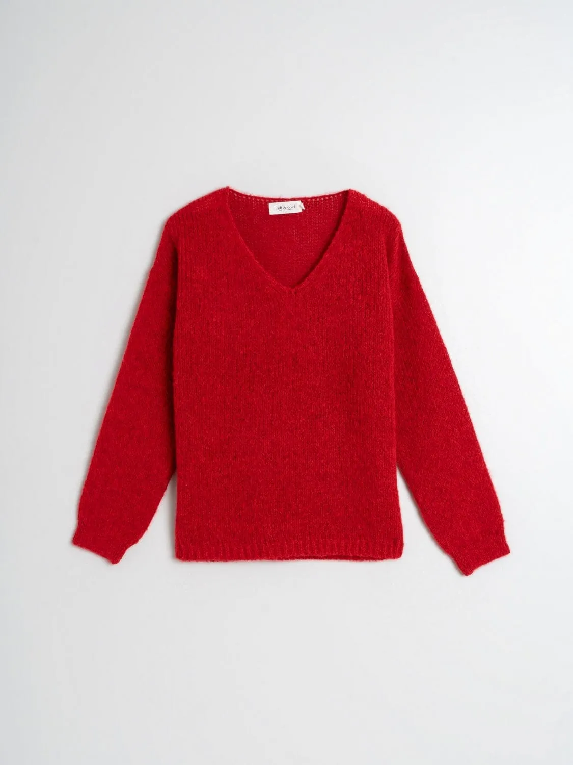 Indi & Cold Basic V Neck Sweater Rojo
