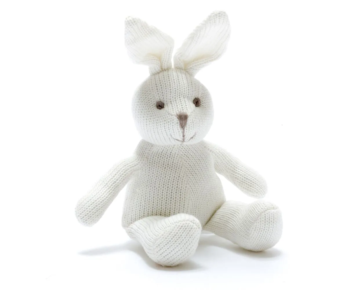 Knitted Organic Cotton White Bunny Rabbit Rattle