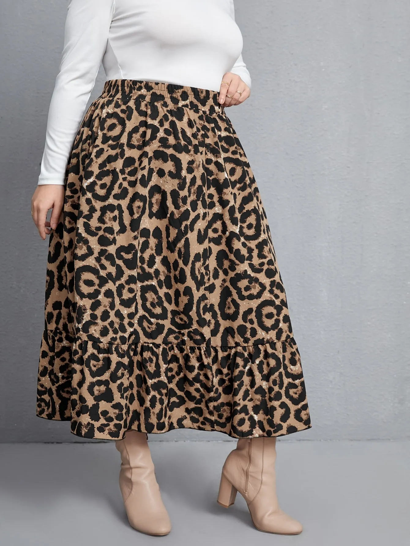 Leopard Long Plus Size Skirts