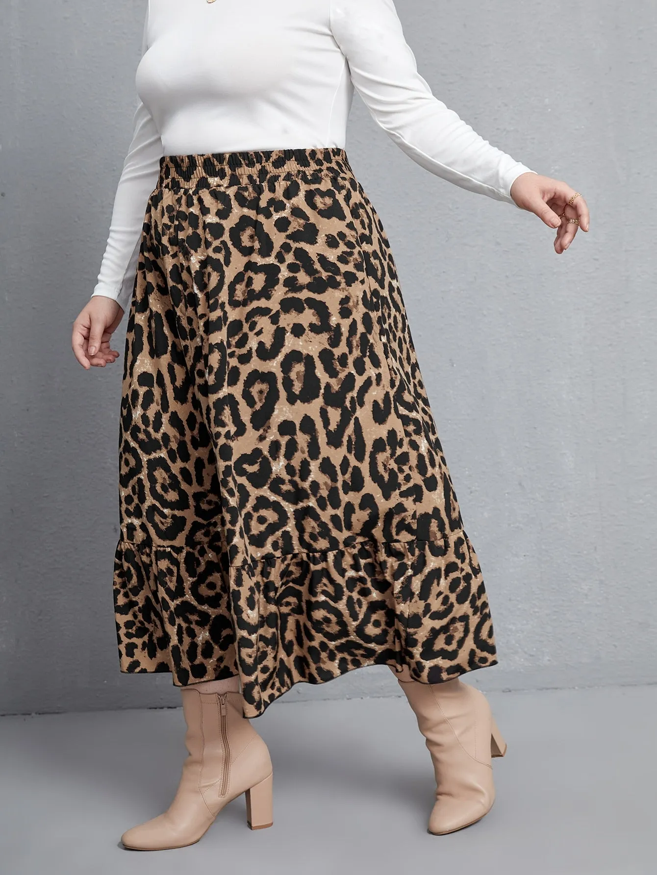 Leopard Long Plus Size Skirts