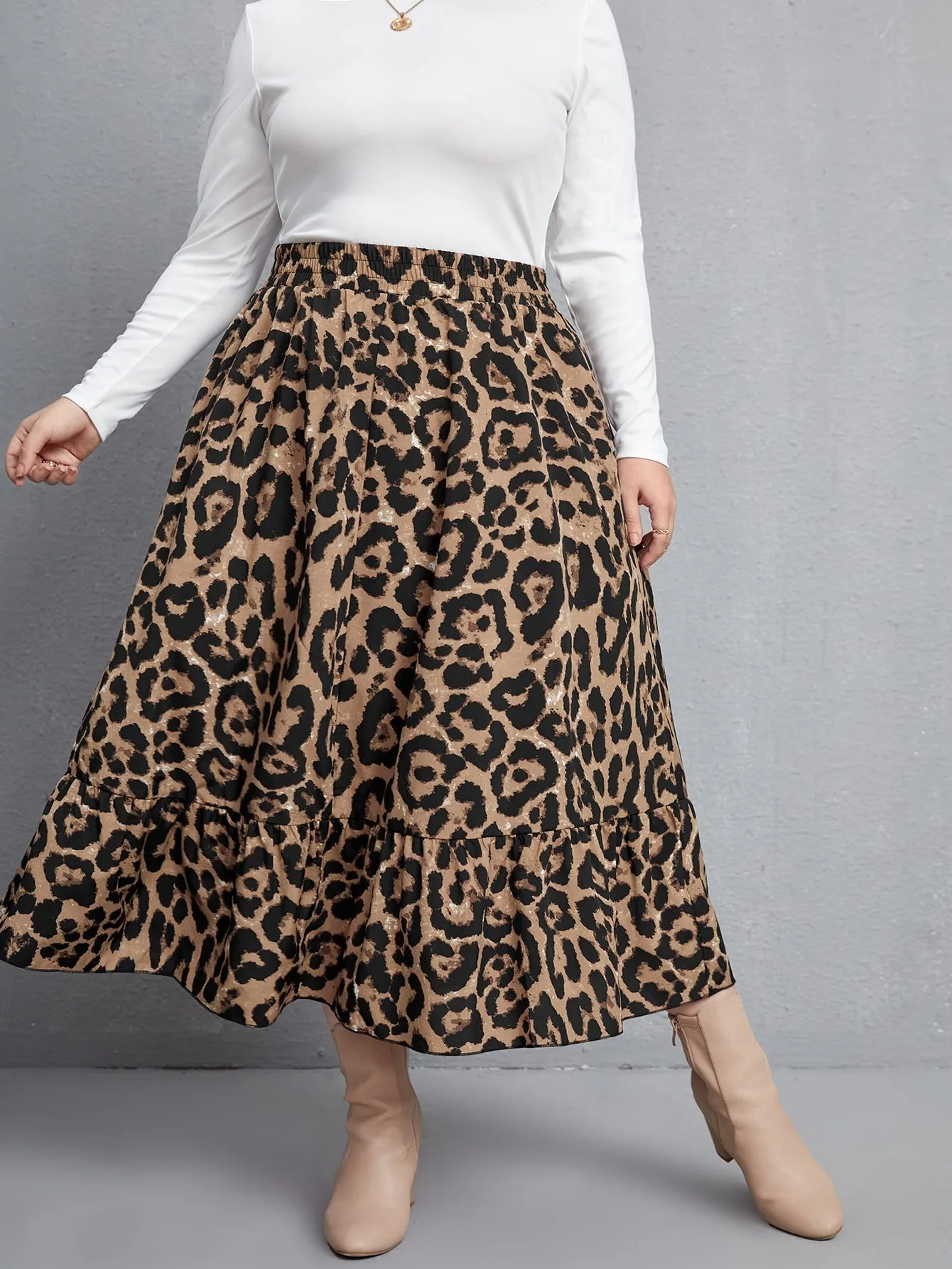 Leopard Long Plus Size Skirts