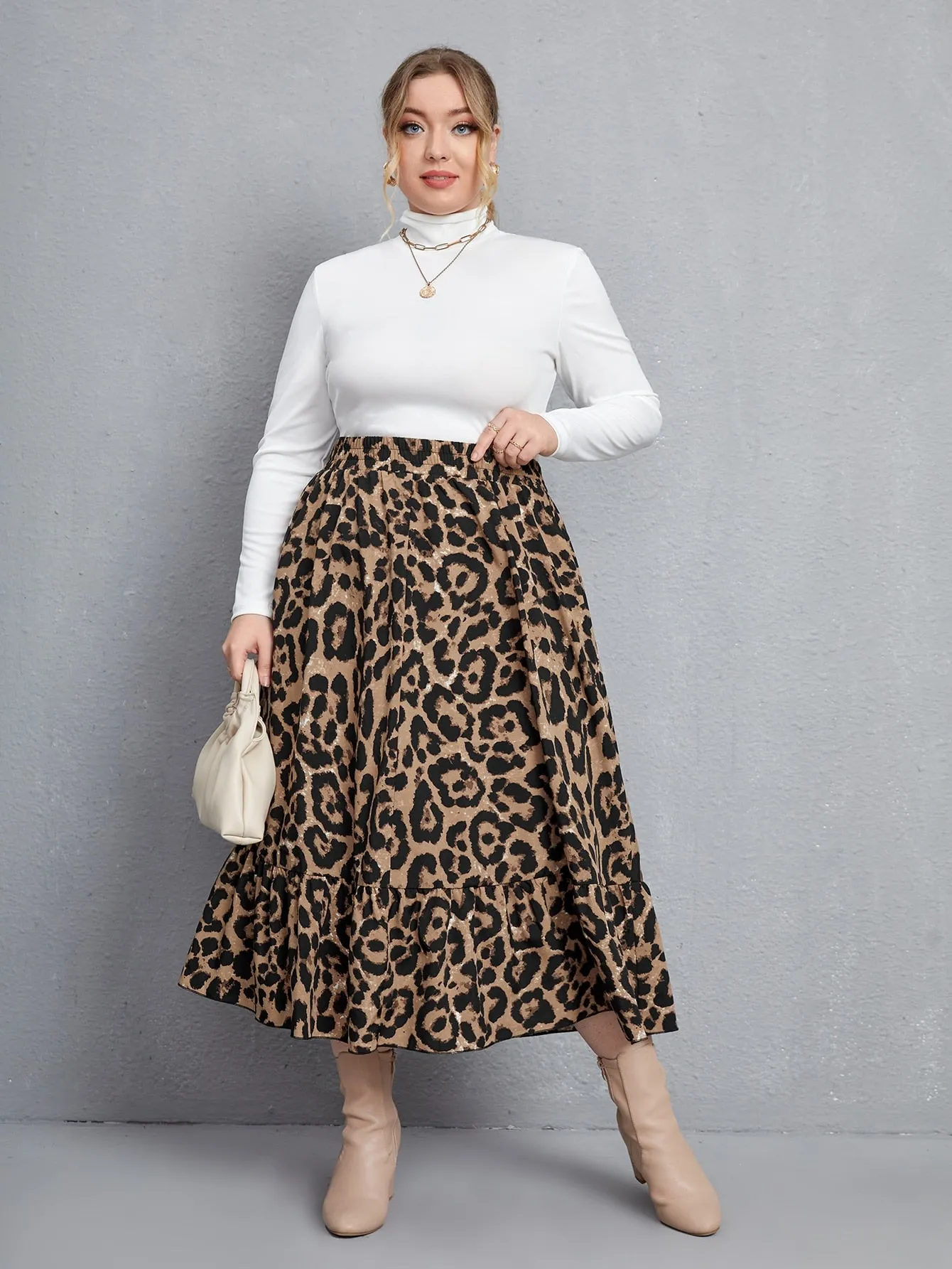 Leopard Long Plus Size Skirts