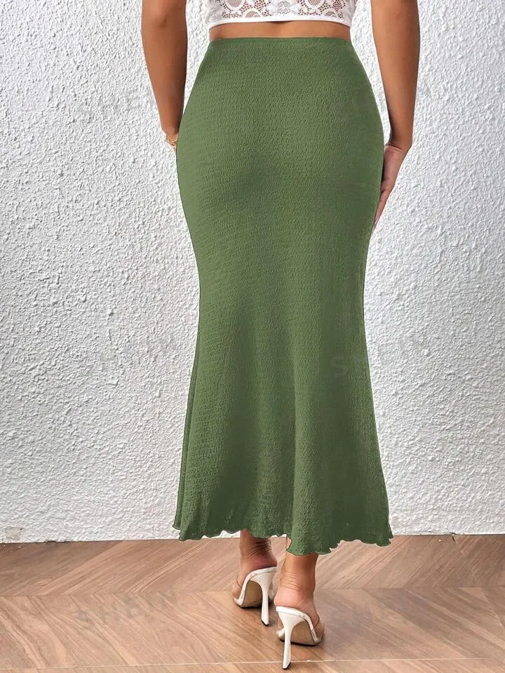 Lettuce mermaid hem skirt in green