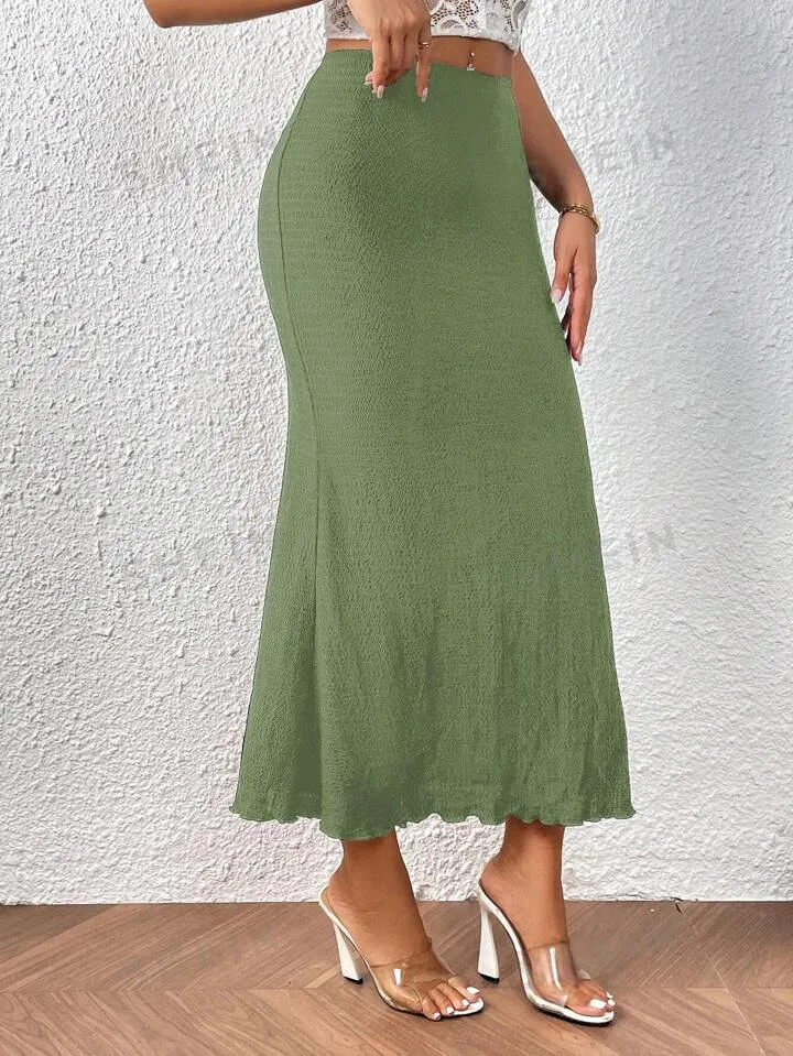 Lettuce mermaid hem skirt in green