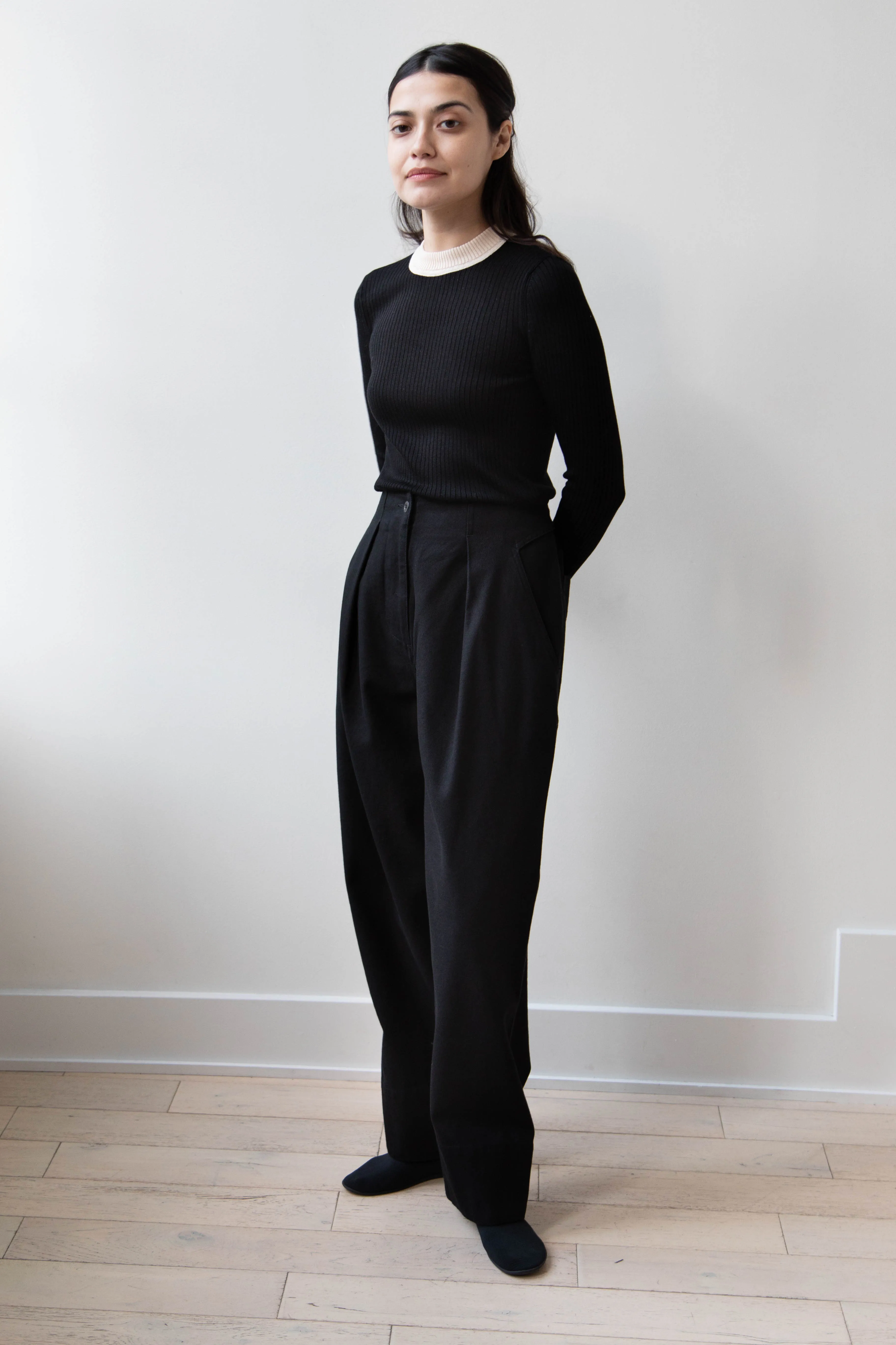 MHL | Cinch Back Trouser in Off Black