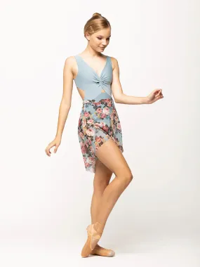 Mid High-Low Skirt in Rhapsody Misty Blue Mesh