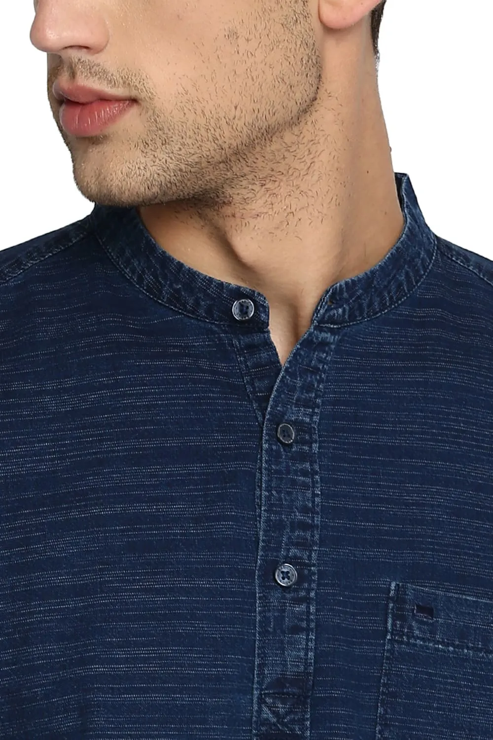 Slim Fit Indigo Kurta Shirt