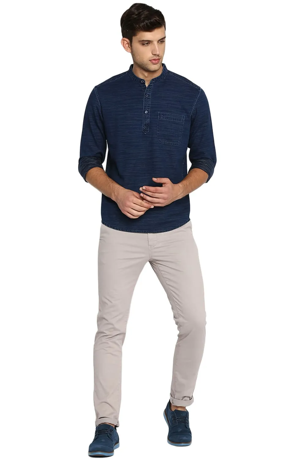 Slim Fit Indigo Kurta Shirt