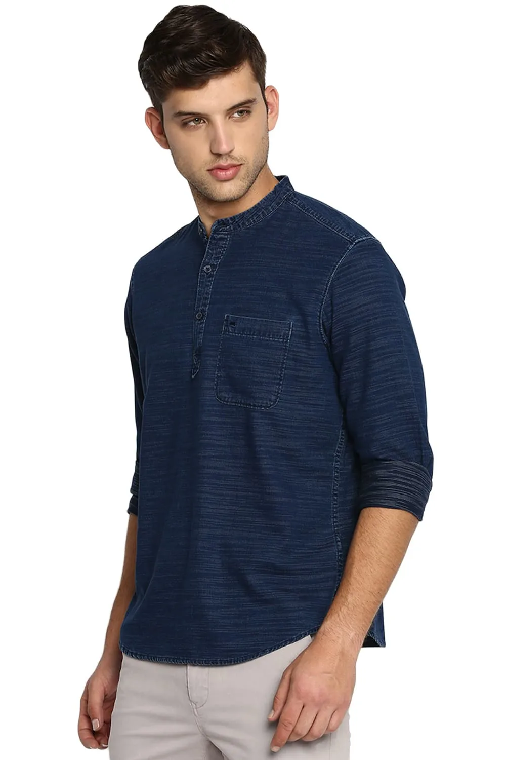 Slim Fit Indigo Kurta Shirt