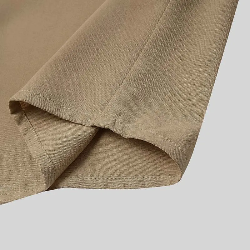 Voguable Fashion Men Brand Shirt Solid Long Sleeve V Neck Chic Button Casual Blouse  Streetwear Korean Style Shirts Camisas