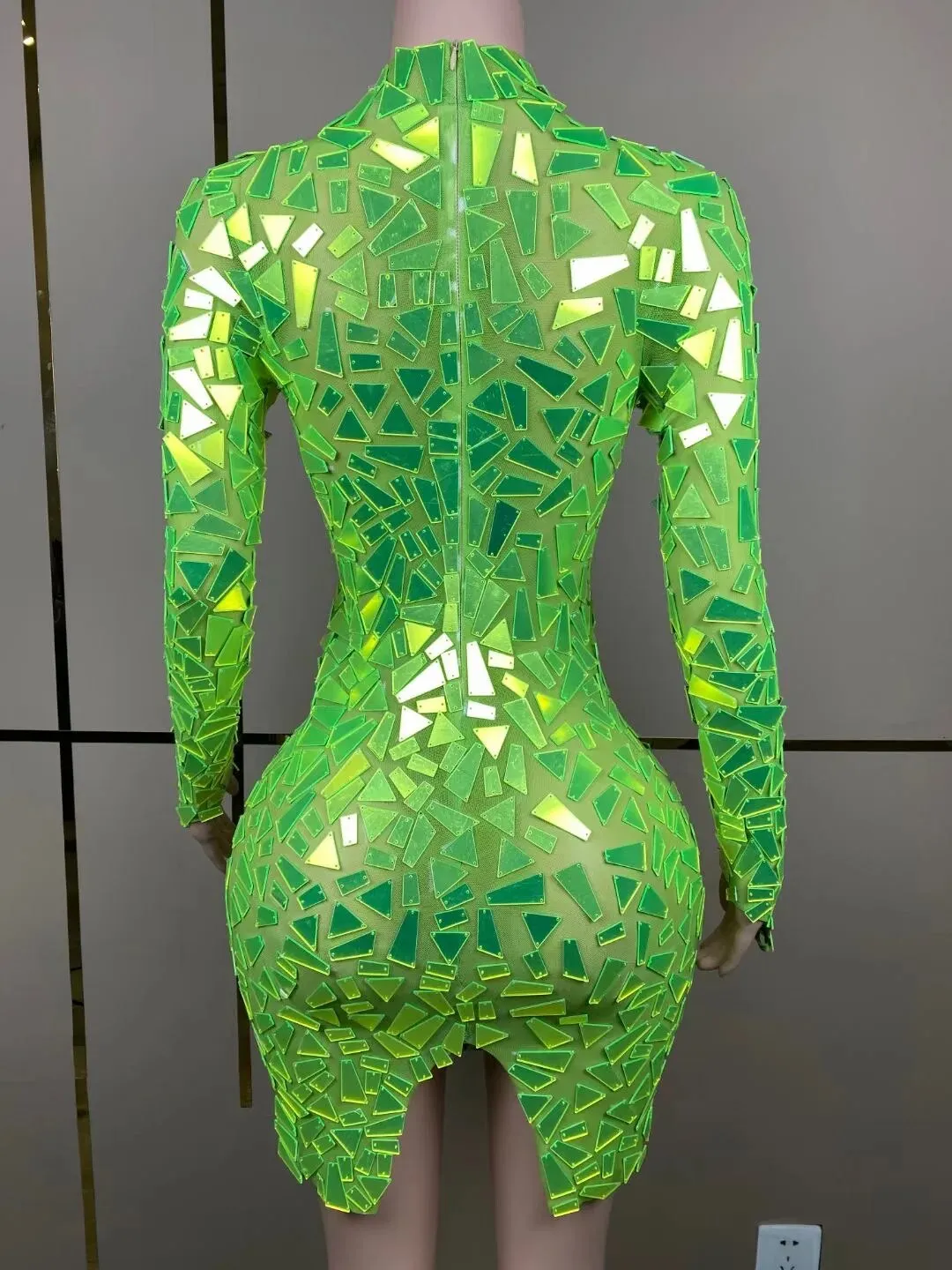 Women's Mirror Costumes Long Sleeve Slimming Dress Festival Celebration Suits Party Show Skirts